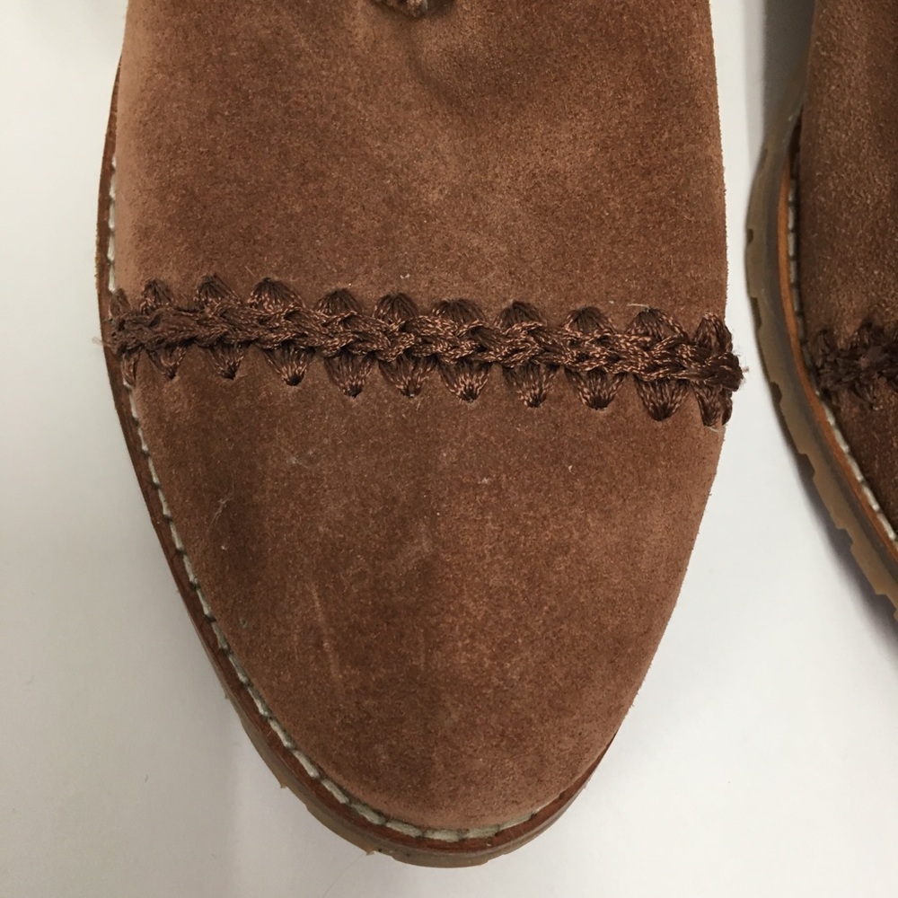 Jack Rogers Gemma Suede Leather Lace Up Boots 8.5 Toffee Brown Side Zip - Picture 3 of 14